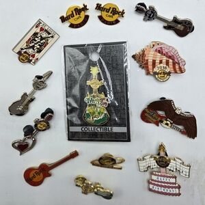 Lot of 13 Har Rock Cafe Lapel Pins Souvenir International USA Locations Jewelry